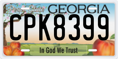 GA license plate CPK8399