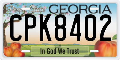 GA license plate CPK8402