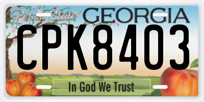 GA license plate CPK8403