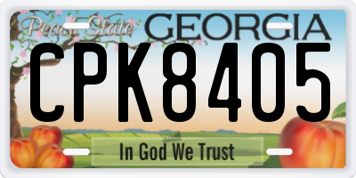 GA license plate CPK8405