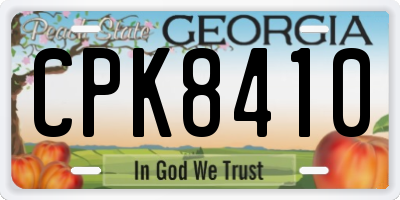 GA license plate CPK8410