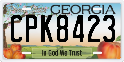 GA license plate CPK8423