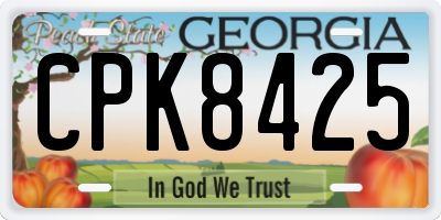 GA license plate CPK8425