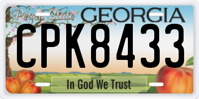 GA license plate CPK8433