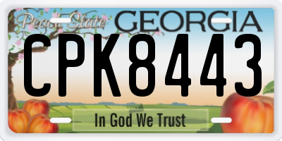 GA license plate CPK8443
