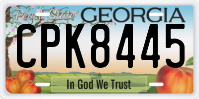 GA license plate CPK8445