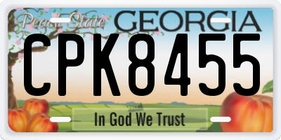 GA license plate CPK8455