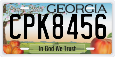 GA license plate CPK8456