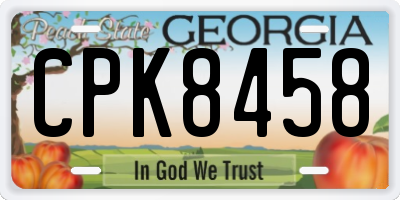 GA license plate CPK8458