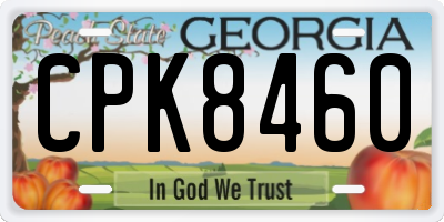 GA license plate CPK8460