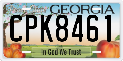GA license plate CPK8461