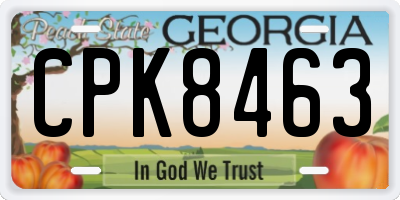 GA license plate CPK8463