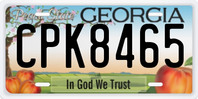 GA license plate CPK8465
