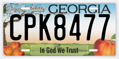 GA license plate CPK8477
