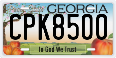 GA license plate CPK8500