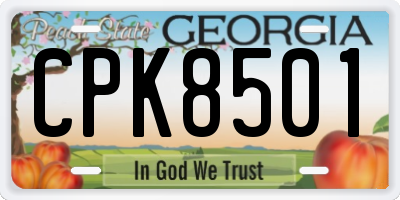 GA license plate CPK8501