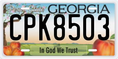 GA license plate CPK8503