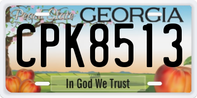 GA license plate CPK8513