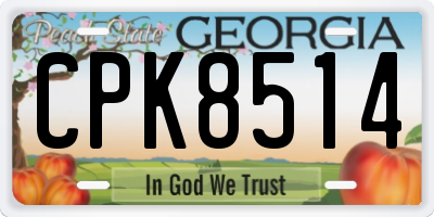 GA license plate CPK8514