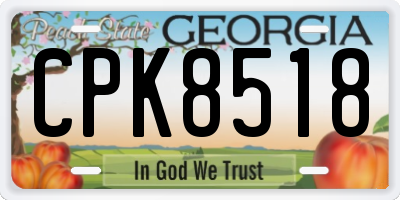 GA license plate CPK8518
