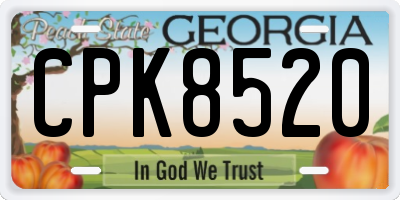 GA license plate CPK8520