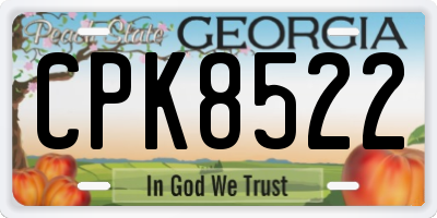 GA license plate CPK8522