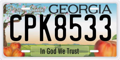 GA license plate CPK8533