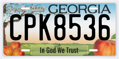 GA license plate CPK8536