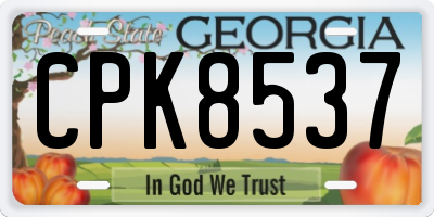 GA license plate CPK8537