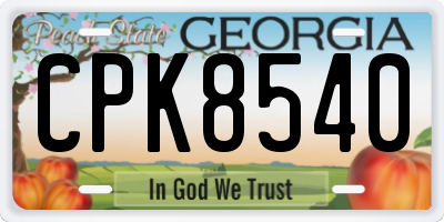 GA license plate CPK8540