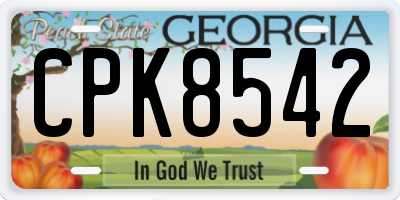 GA license plate CPK8542