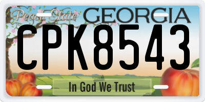 GA license plate CPK8543