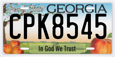 GA license plate CPK8545