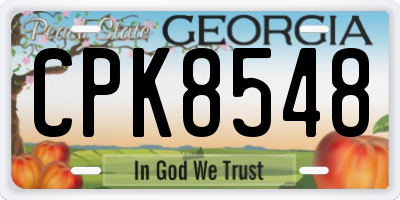 GA license plate CPK8548
