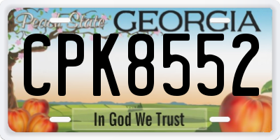 GA license plate CPK8552