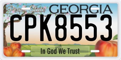 GA license plate CPK8553