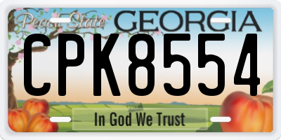 GA license plate CPK8554