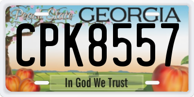 GA license plate CPK8557