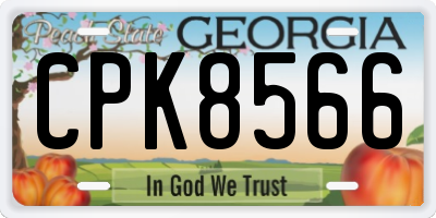 GA license plate CPK8566