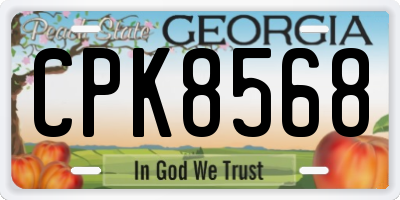 GA license plate CPK8568