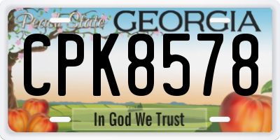 GA license plate CPK8578
