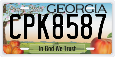 GA license plate CPK8587