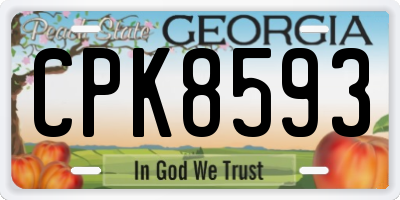 GA license plate CPK8593