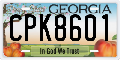 GA license plate CPK8601