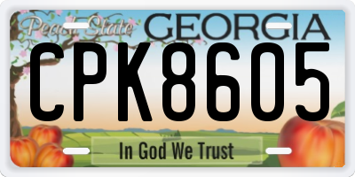 GA license plate CPK8605