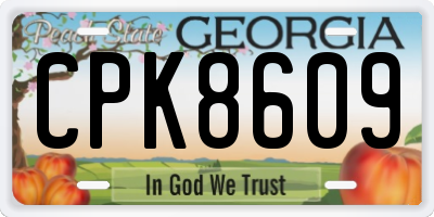 GA license plate CPK8609