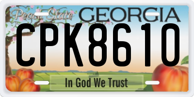 GA license plate CPK8610