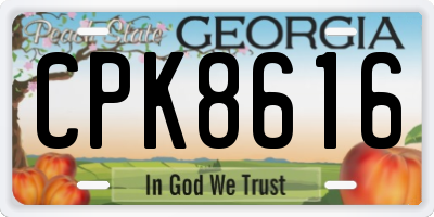 GA license plate CPK8616