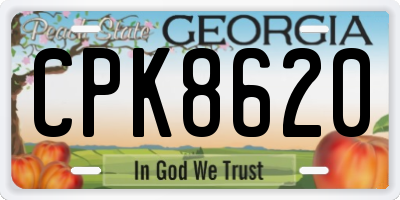 GA license plate CPK8620