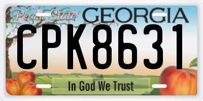 GA license plate CPK8631